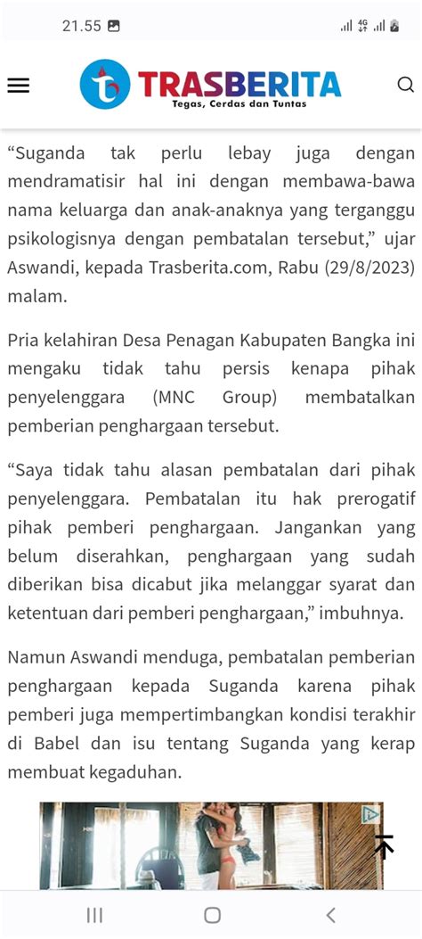 INews Pastikan Pj Gubernur Babel Terima Penghargaan Indonesia Awards