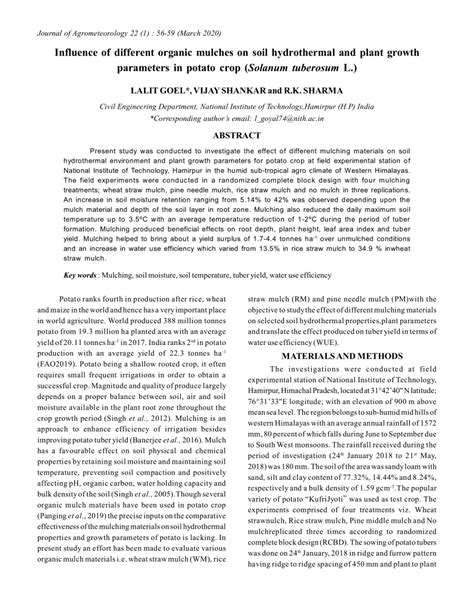 PDF Influence Of Different Organic Mulches On Soil Hydrothermal And