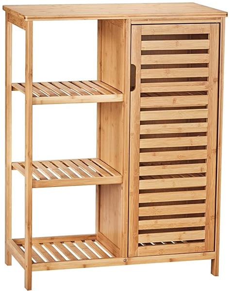 Viagdo Bamboo Storage Unit Bathroom Cabinets With 3 Storage Shelves