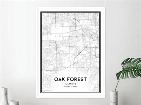 Oak Forest Map Print Oak Forest Map Poster Wall Art Il City | Etsy