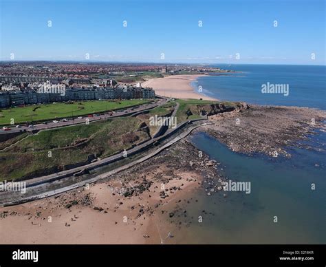 Tynemouth Beach by drone Stock Photo - Alamy