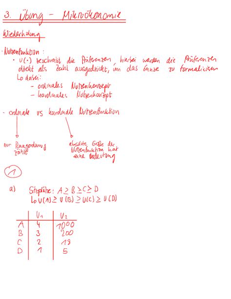 3 Übung Mitschriften aus der Übung Grundlagen der Mikroökonomie