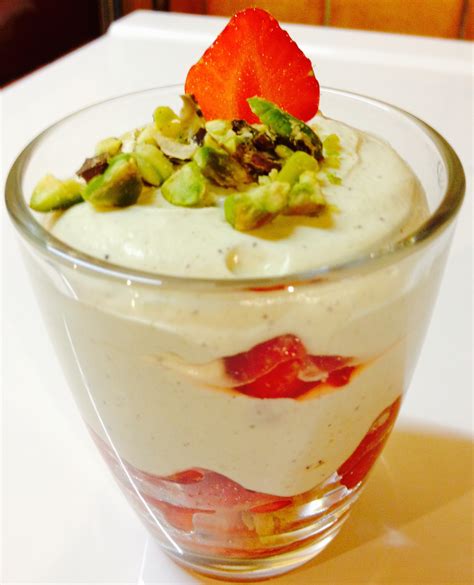 Pistachio Mousse Over A Crunchy Strawberries Layer Un Petit Oiseau