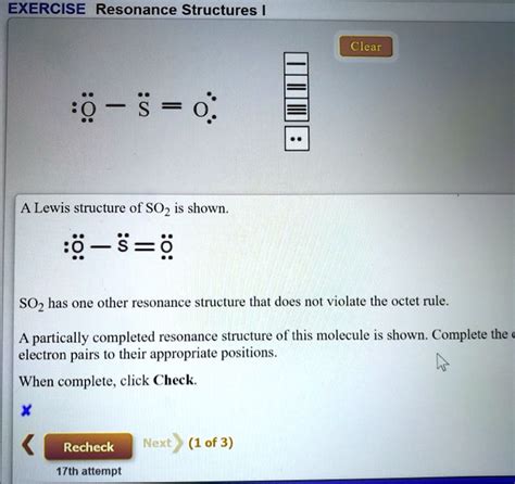 exercise resonance structures clear 0 a lewis structure of so2 is shown ...