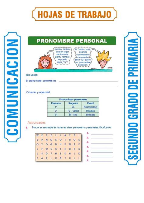 Pronombres Personales Online Exercise For Segundo Grado Inbox