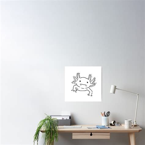 "Axolotl Black and White Line Art Drawing " Poster for Sale by cmoonfire | Redbubble