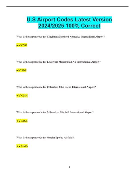 U.S Airport Codes Latest Version 2024/2025 100% Correct - U.S Airport