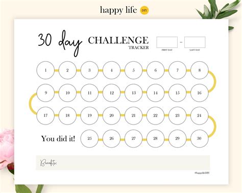 30 Day Tracker Printable Template 30 Day Prettytracker Month Etsy Canada