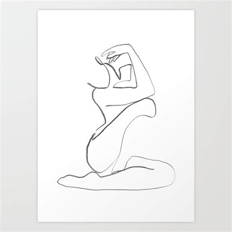 Nude Female Line Art Body Positivity Art Print By Obat Illustrated