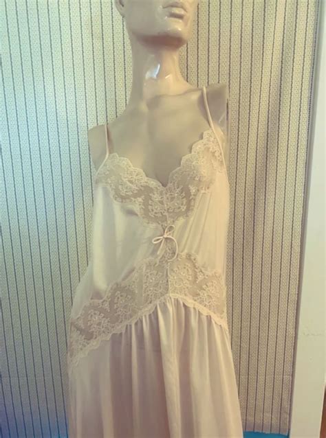 Nylon Full Length Slip Vintage Nightgown Nude M L Etsy