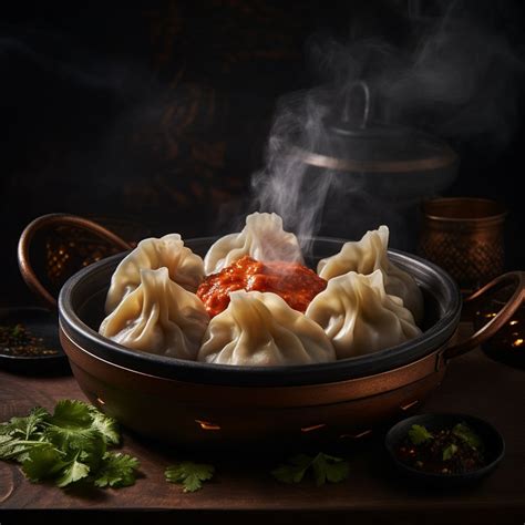 Food Photography Steamed Momos Aesthetic Realistic Highly Detailed