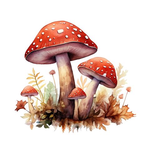 Premium Photo | Watercolor Mushroom Toadstool Clipart