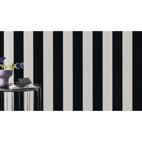 Rasch Bold Stripes Wallpaper Off White Black Metallic Shimmer Striped