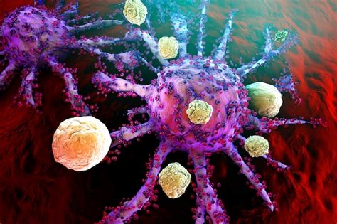 Premium Photo | T-cells of the immune system attacking growing cancer cells