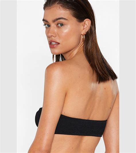 Buy Nasty Gal Bandeau O Ring Crinkle Bikini Top In Black 6thStreet UAE