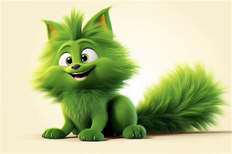 Premium AI Image | A cartoon character with a green tail and green fur