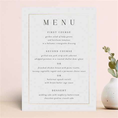 Bianca Foil Pressed Menus By Jessica Williams Minted