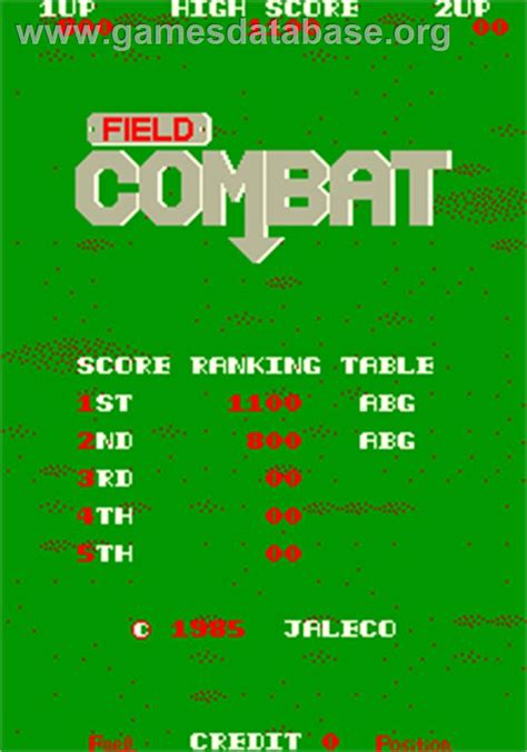 Field Combat Arcade Artwork High Score Screen