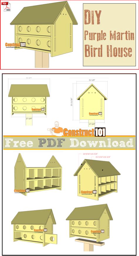 Purple Martin Bird House Plans 16 Units Pdf Download Construct101