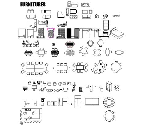 Furniture AutoCAD blocks in dwg AutoCAD file. - Cadbull