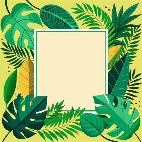 Premium Vector Beautiful Frame With Tropical Leaves