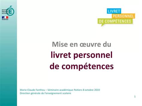 Ppt Mise En Uvre Du Livret Personnel De Comp Tences Powerpoint