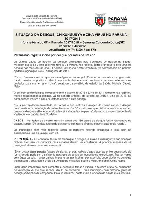 PDF SITUAÇÃO DA DENGUE CHIKUNGUNYA e ZIKA VÍRUS NO Fonte SESA