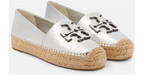 Tory Burch Ines Metallic Leather Espadrilles In White Lyst