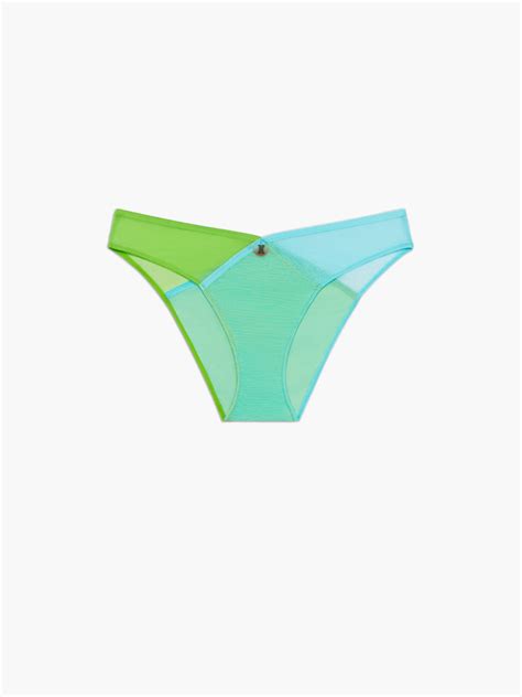 I Dare Hue Mesh High Leg Bikini Knickers In Blue Green Multi