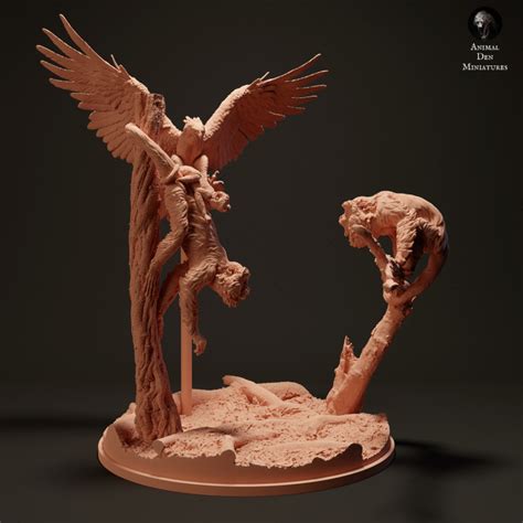 3D Printable Harpy Eagle Hunting Red Howler Monkeys by Animal Den ...