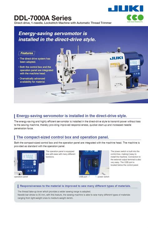 JUKI DDL 7000A Single Needle Lockstitch Machine With UBT At 35000