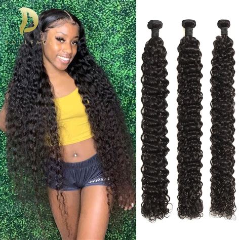 Water Wave Human Hair Bundles Curly Deep Brazilian Hair Weave Bundles