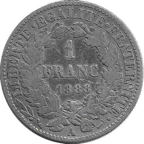 FRANCE 1 FRANC CERES 1888 A Paris TB Gonçalves Lobo Numismatique