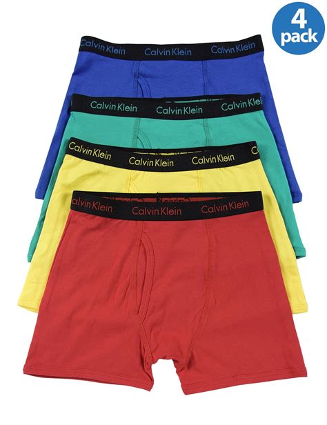 CALVIN KLEIN Boys Stretch Boxer Briefs Underwear Assorted Colors 4-Pack ...