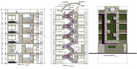 Modern Apartment Building Section And Elevation Design DWG File Cadbull