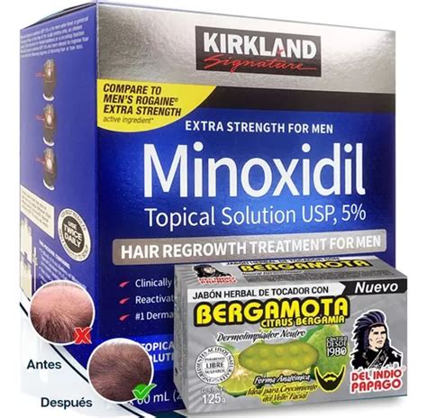 Minoxidil 5 Solución Tópica 6 Meses Jabón Bergamota 125gr