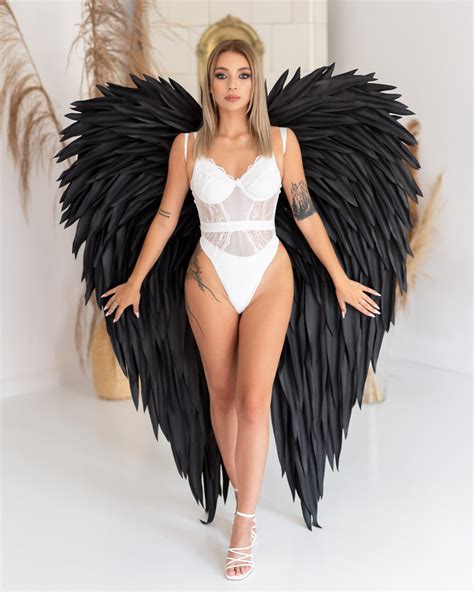 Big Black Angel Wings Osplay For Photo Shoot Woman And Man Etsy Canada