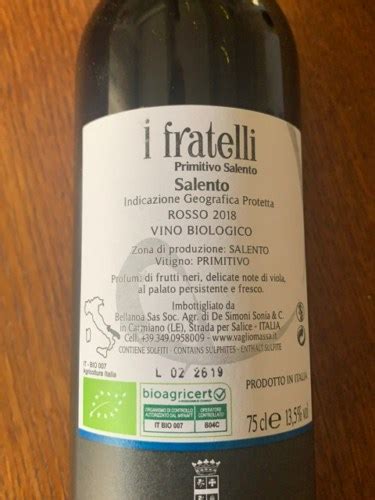 Vaglio Massa I Fratelli Primitivo Salento Vivino US