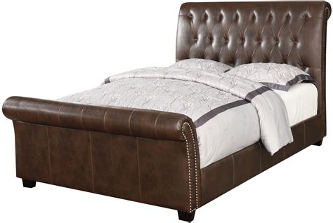 Innsbruck II Brown King Upholstered Sleigh Bed from Emerald Home ...