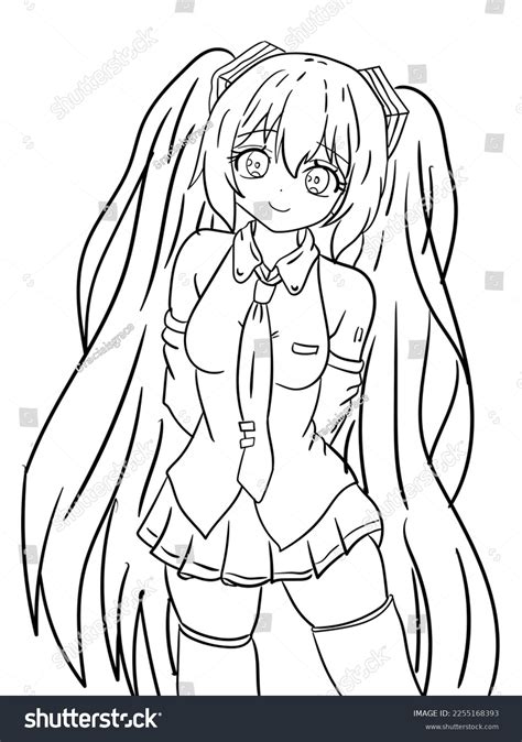 Simple Anime Girl Lineart