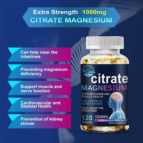 Magnesium Citrate Mg Capsules Super Strong Effective Vegan Capsules