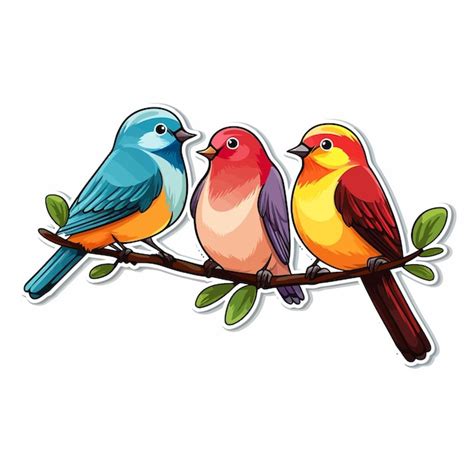 Premium Vector Three Birds On A Branch With A White Background