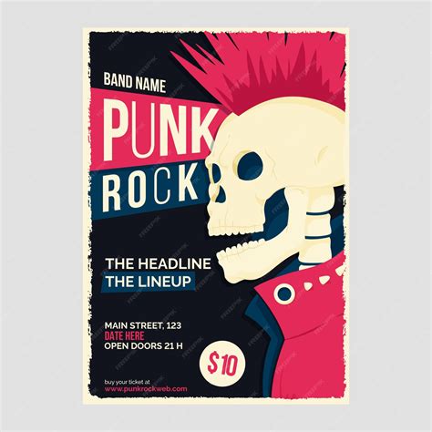 Premium Vector Hand Drawn Flat Punk Rock Poster Design