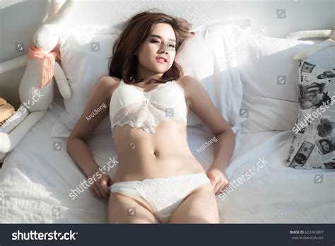 Sexy Beautiful Asian Woman White Lingerie Stock Photo Shutterstock