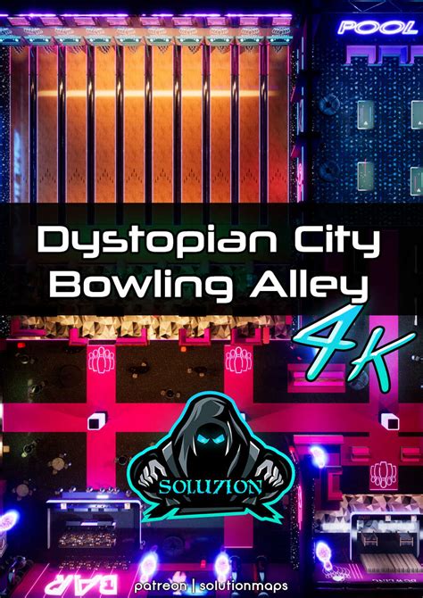 Dystopian City Bowling Alley 4k Cyberpunk Animated Battle Map