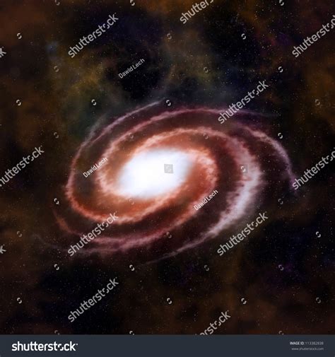 Red Spiral Galaxy Against Black Space, Nebula And Stars In Deep Outer Space Stock Photo ...