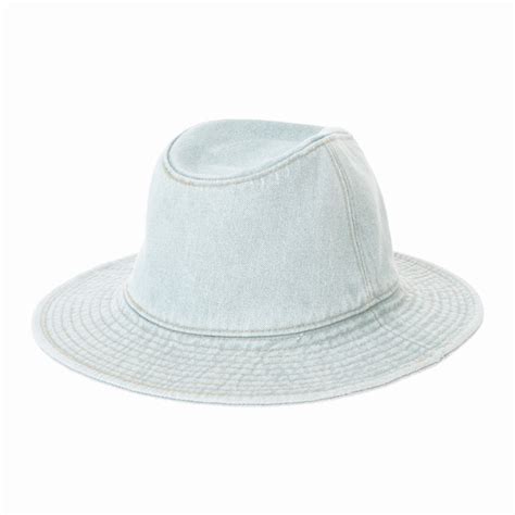 Denim Fedora Hat Plain Stitch Washed Short Wide Brim Panama Hat Withmoons