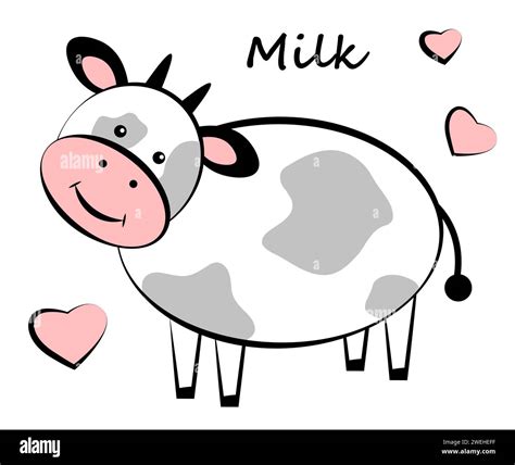 Cute cow on white background. Doodle Stock Vector Image & Art - Alamy