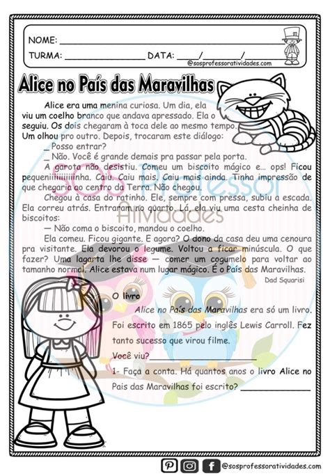 Alice No Pa S Das Maravilhas Sos Professor Atividades Acentua O