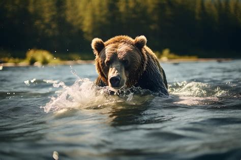 Premium AI Image | A bear fishing in a river